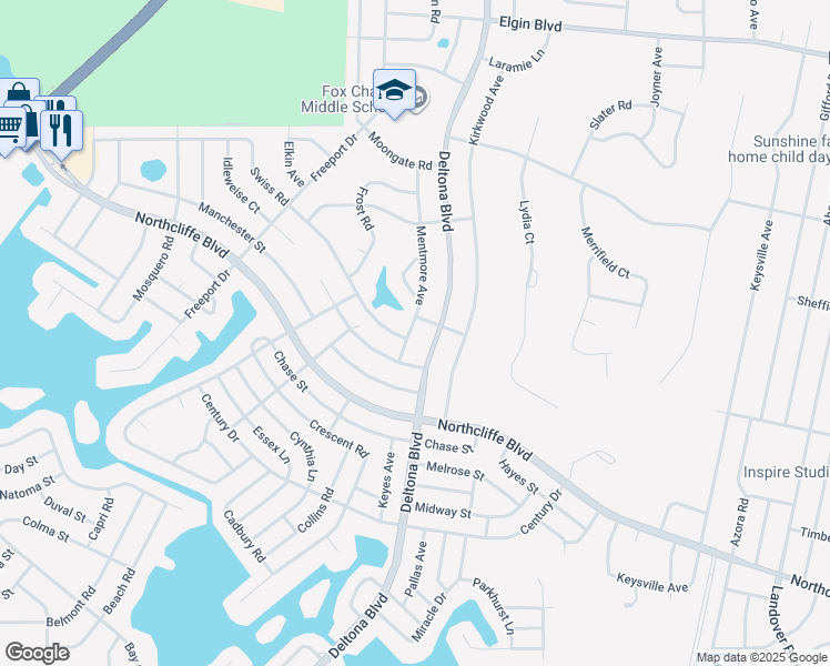 map of restaurants, bars, coffee shops, grocery stores, and more near 5099 Deltona Boulevard in Spring Hill