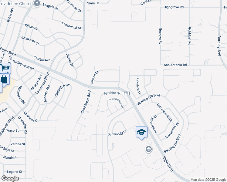 map of restaurants, bars, coffee shops, grocery stores, and more near 5057 Ayrshire Drive in Spring Hill