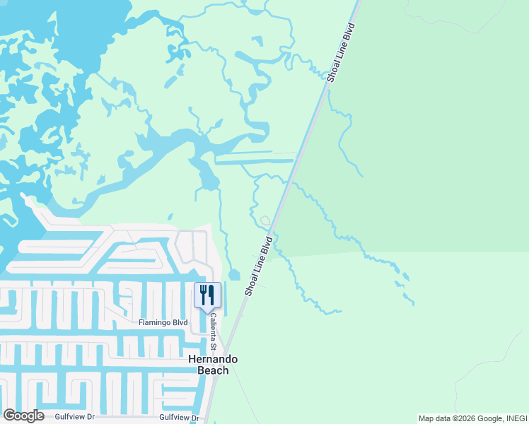 map of restaurants, bars, coffee shops, grocery stores, and more near 5127 Shoal Line Boulevard in Hernando Beach