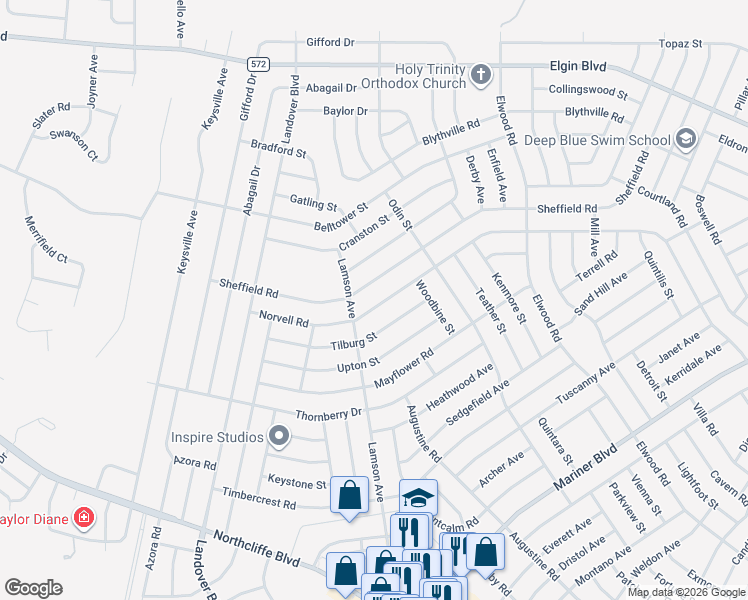 map of restaurants, bars, coffee shops, grocery stores, and more near 11034 Norvell Road in Spring Hill