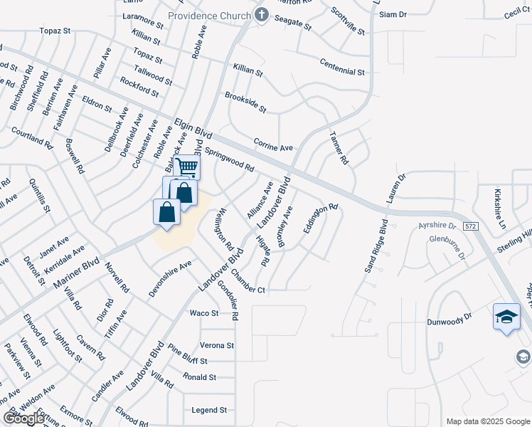 map of restaurants, bars, coffee shops, grocery stores, and more near 5091 Landover Boulevard in Spring Hill