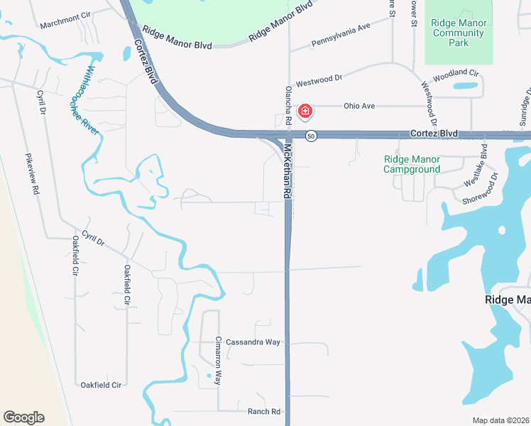 map of restaurants, bars, coffee shops, grocery stores, and more near 5003 McKethan Road in Ridge Manor