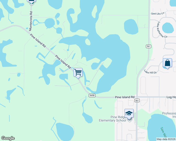 map of restaurants, bars, coffee shops, grocery stores, and more near 10800 Island Grove Road in Clermont