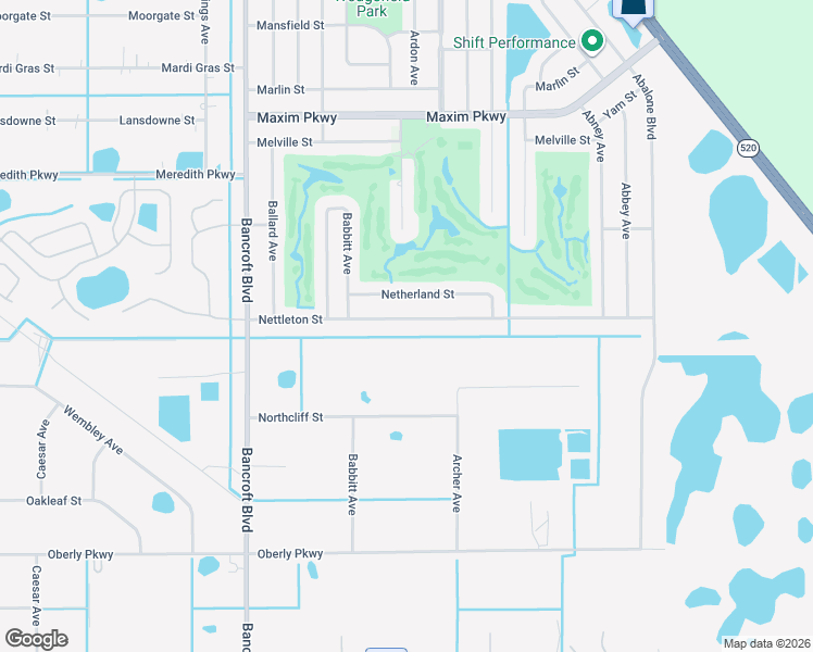map of restaurants, bars, coffee shops, grocery stores, and more near 20549 Nettleton Street in Orlando