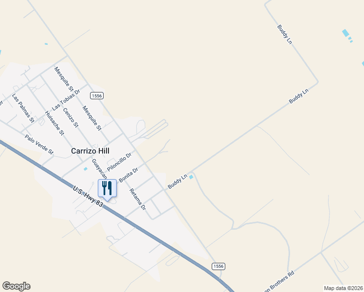 map of restaurants, bars, coffee shops, grocery stores, and more near Unnamed Road in Carrizo Springs