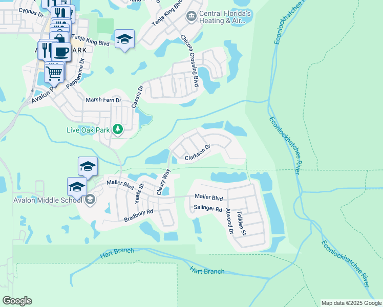 map of restaurants, bars, coffee shops, grocery stores, and more near 3919 Turow Lane in Orlando