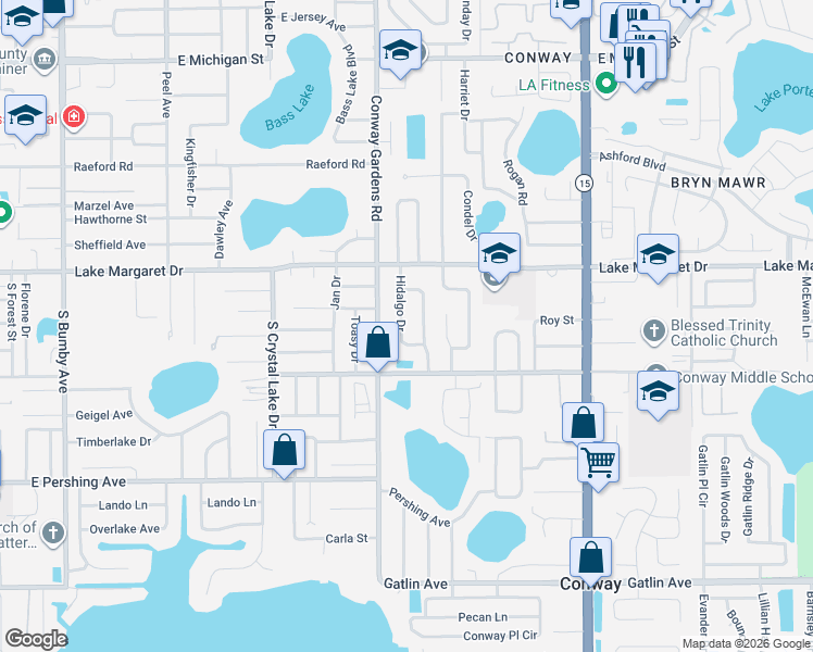 map of restaurants, bars, coffee shops, grocery stores, and more near 3206 Lake Anderson Avenue in Orlando