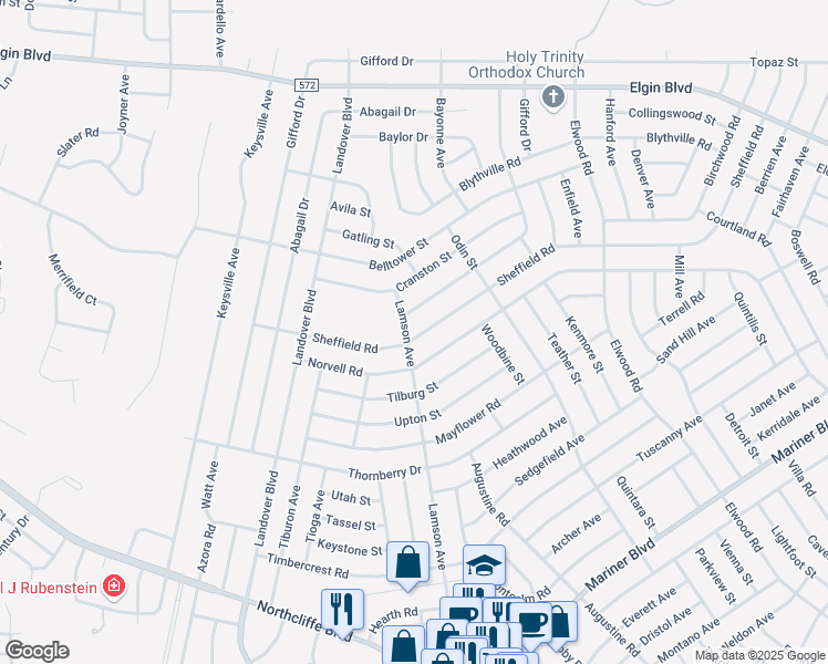 map of restaurants, bars, coffee shops, grocery stores, and more near 11013 Sheffield Road in Spring Hill