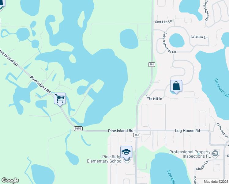 map of restaurants, bars, coffee shops, grocery stores, and more near 10740 Old Grove Road in Clermont