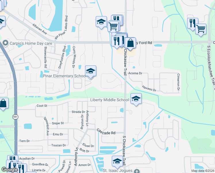 map of restaurants, bars, coffee shops, grocery stores, and more near 8318 Tuckahoe Court in Orlando