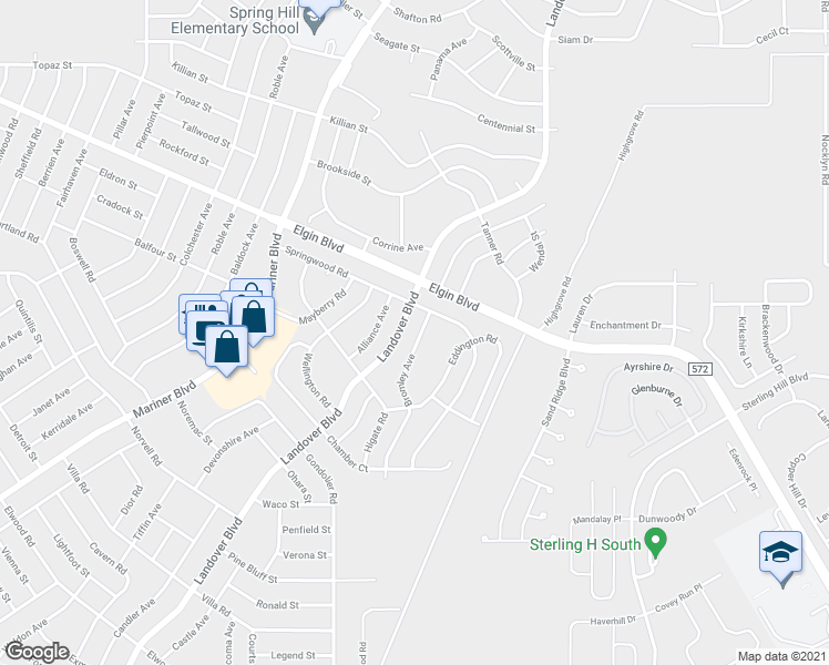 map of restaurants, bars, coffee shops, grocery stores, and more near 5113 Bromley Avenue in Spring Hill