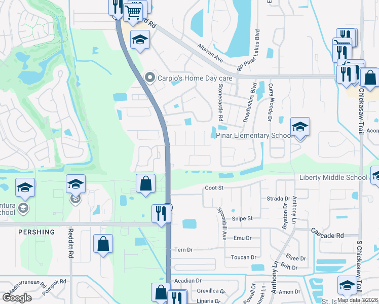 map of restaurants, bars, coffee shops, grocery stores, and more near 2922 Blind Owl Drive in Orlando