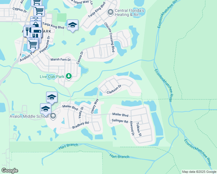 map of restaurants, bars, coffee shops, grocery stores, and more near 3931 Turow Lane in Orlando