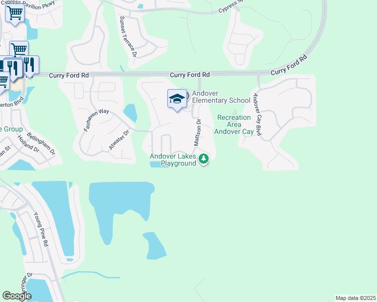 map of restaurants, bars, coffee shops, grocery stores, and more near 3327 Erskine Drive in Orlando