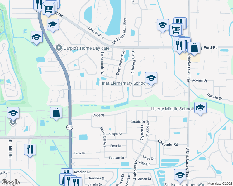 map of restaurants, bars, coffee shops, grocery stores, and more near 7900 Tumbleweed Court in Orlando