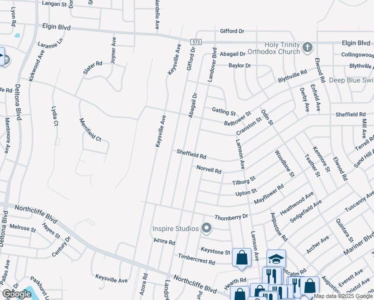 map of restaurants, bars, coffee shops, grocery stores, and more near 5128 Abagail Drive in Spring Hill