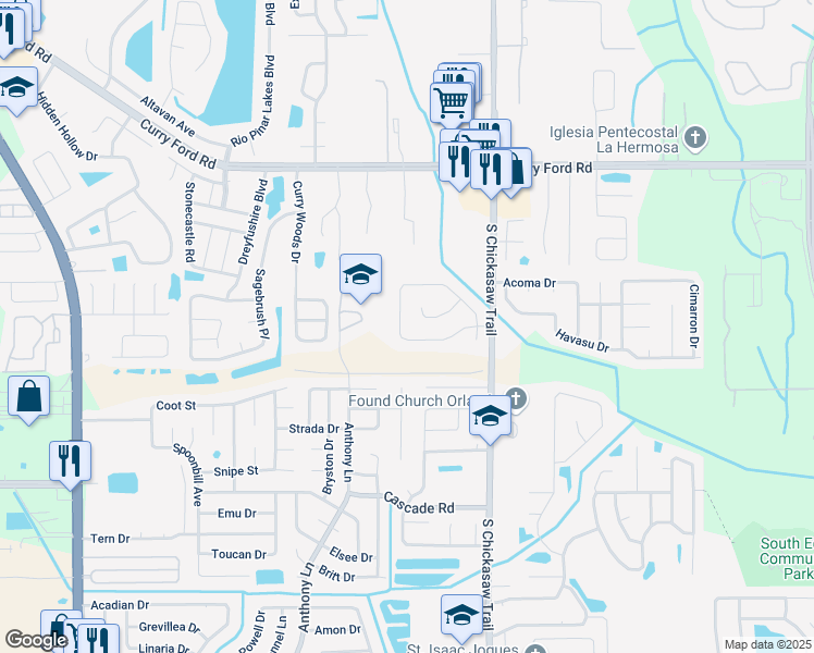 map of restaurants, bars, coffee shops, grocery stores, and more near 8424 Mattituck Circle in Orlando