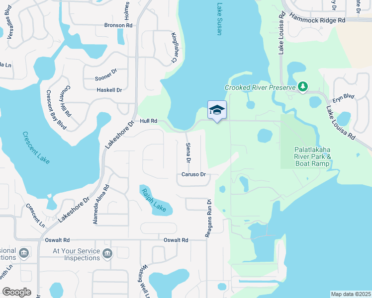 map of restaurants, bars, coffee shops, grocery stores, and more near 10811 Siena Drive in Clermont