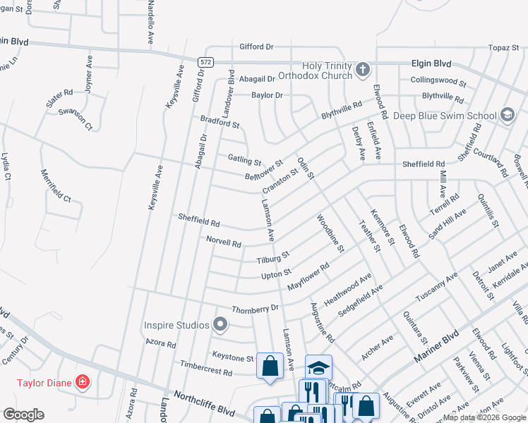 map of restaurants, bars, coffee shops, grocery stores, and more near 5125 Lamson Avenue in Spring Hill