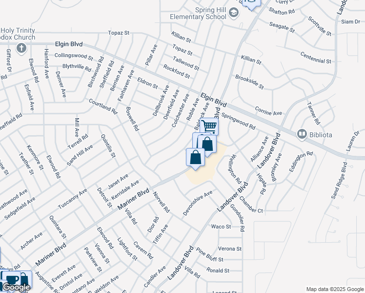 map of restaurants, bars, coffee shops, grocery stores, and more near 5155 Baldock Avenue in Spring Hill