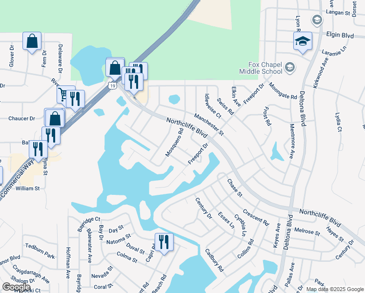 map of restaurants, bars, coffee shops, grocery stores, and more near 5148 Burton Court in Spring Hill