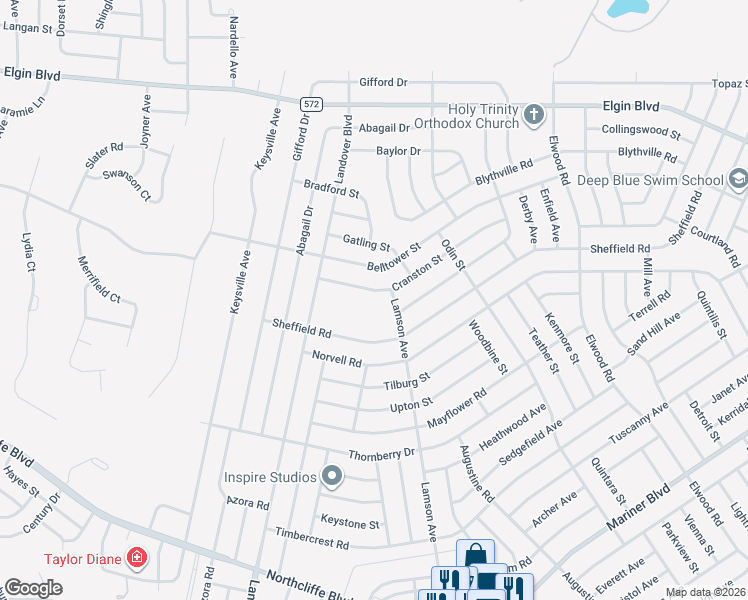 map of restaurants, bars, coffee shops, grocery stores, and more near 5125 Lamson Avenue in Spring Hill