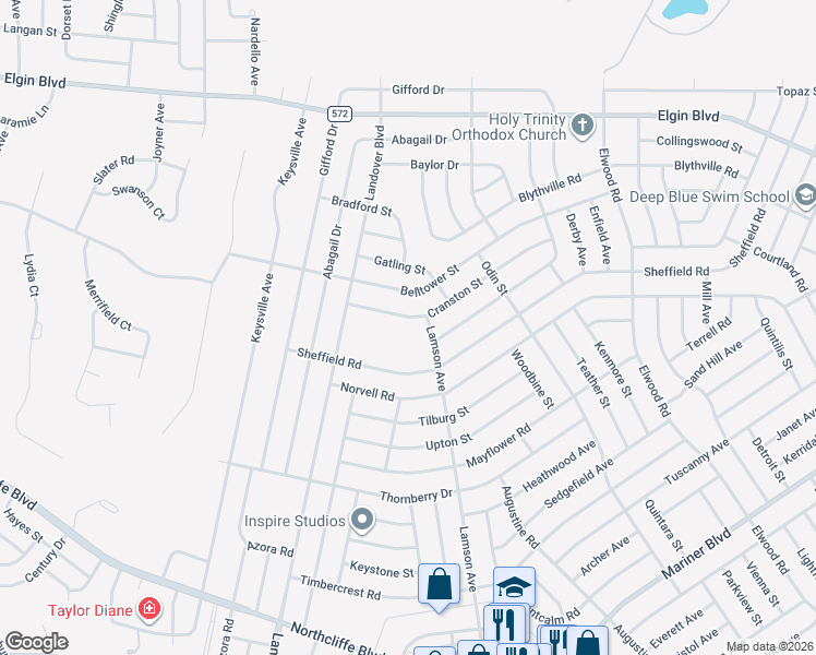 map of restaurants, bars, coffee shops, grocery stores, and more near 10464 Cranston Street in Spring Hill