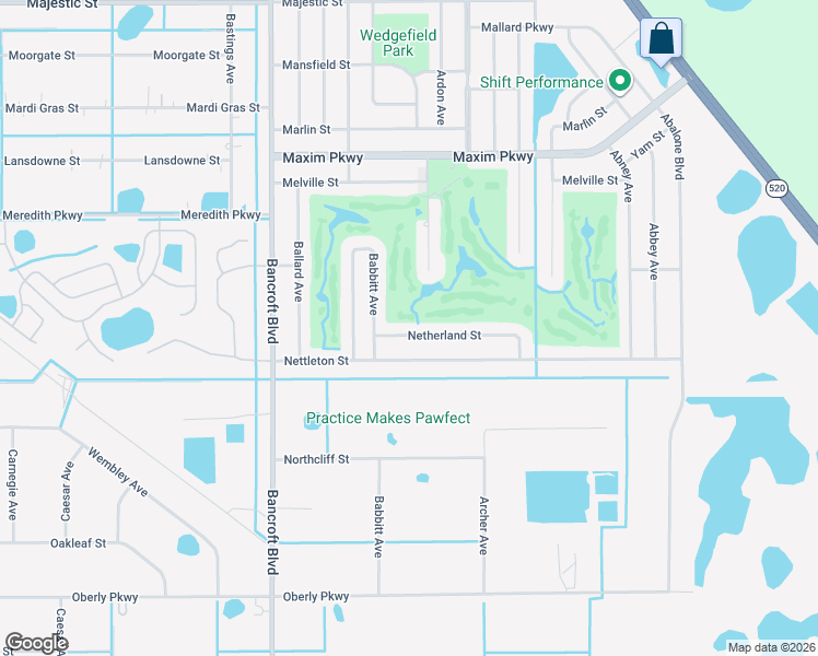 map of restaurants, bars, coffee shops, grocery stores, and more near 20437 Netherland Street in Orlando