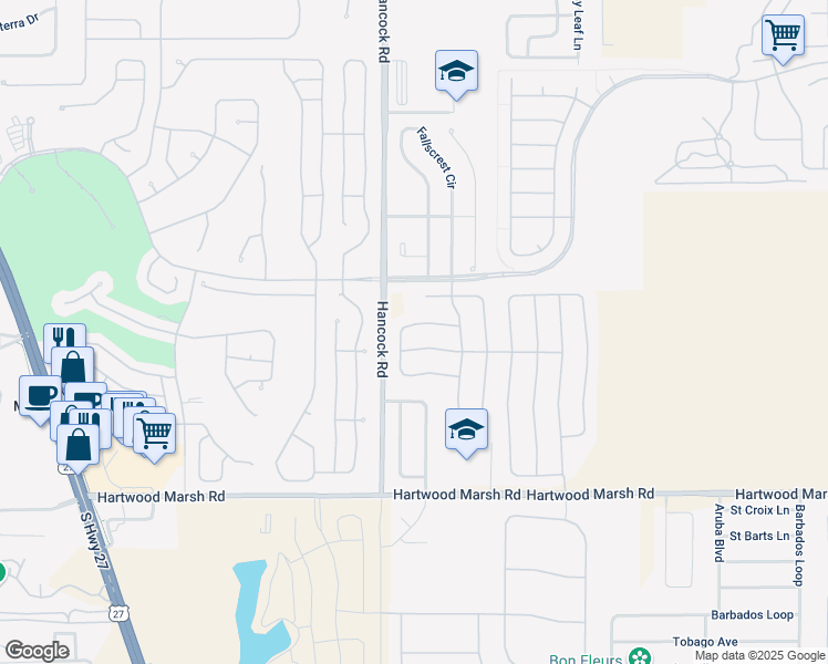 map of restaurants, bars, coffee shops, grocery stores, and more near 2722 Retriever Drive in Clermont