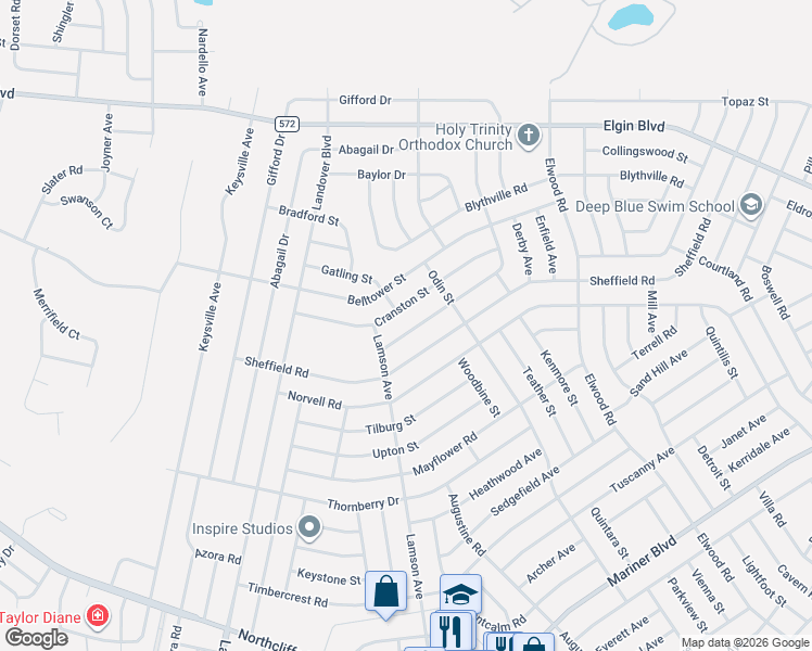 map of restaurants, bars, coffee shops, grocery stores, and more near 11050 Cranston Street in Spring Hill