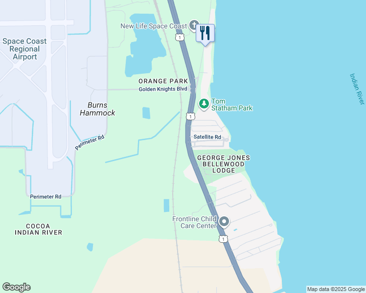 map of restaurants, bars, coffee shops, grocery stores, and more near 7220 U.S. 1 in Titusville