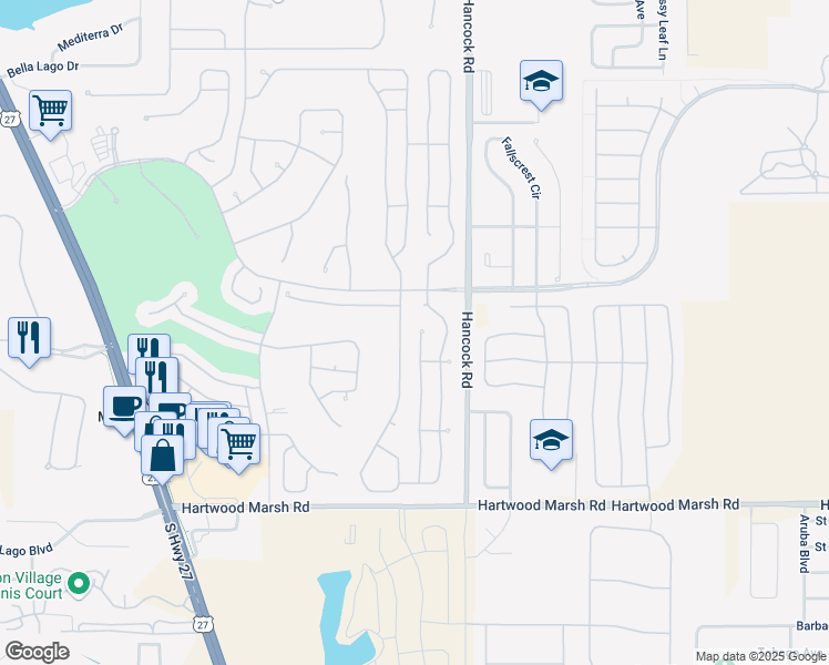 map of restaurants, bars, coffee shops, grocery stores, and more near 4011 Hammersmith Drive in Clermont