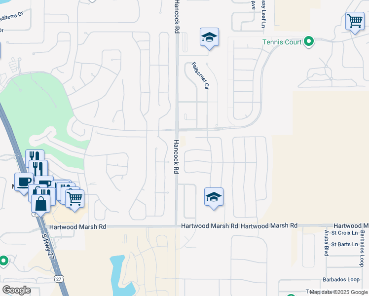 map of restaurants, bars, coffee shops, grocery stores, and more near 2722 Retriever Drive in Clermont