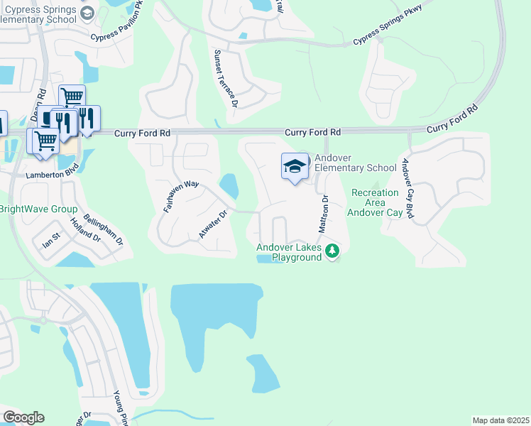 map of restaurants, bars, coffee shops, grocery stores, and more near 11040 Fairhaven Way in Orlando