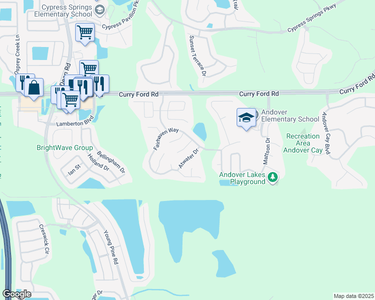 map of restaurants, bars, coffee shops, grocery stores, and more near 3121 Cambria Court in Orlando