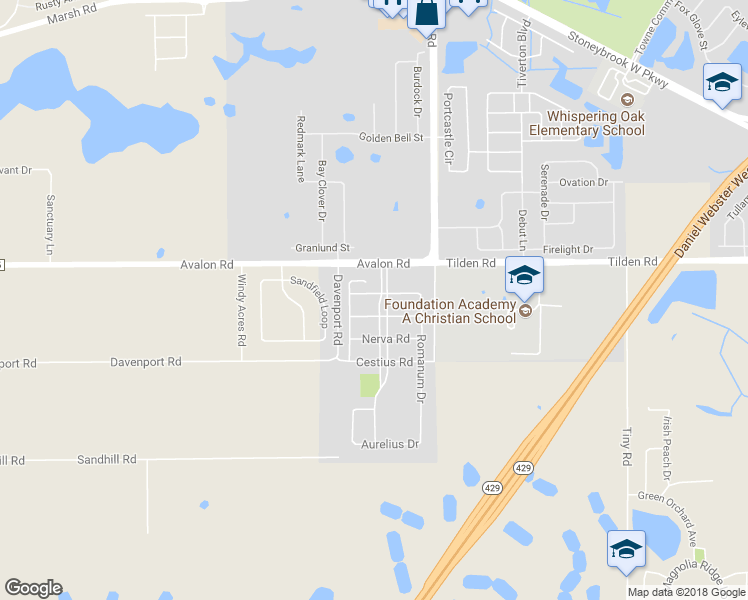 map of restaurants, bars, coffee shops, grocery stores, and more near 2014 Curia Road in Winter Garden