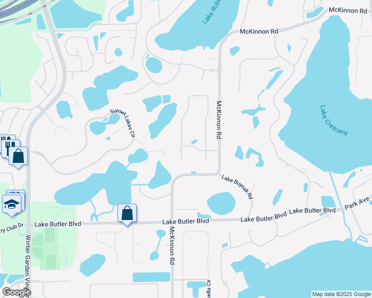 map of restaurants, bars, coffee shops, grocery stores, and more near 12708 Winder Bay Boulevard in Windermere