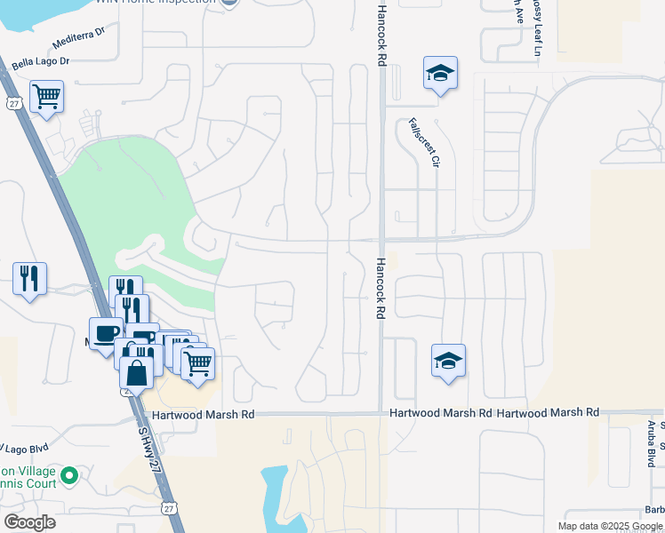map of restaurants, bars, coffee shops, grocery stores, and more near 4011 Hammersmith Drive in Clermont
