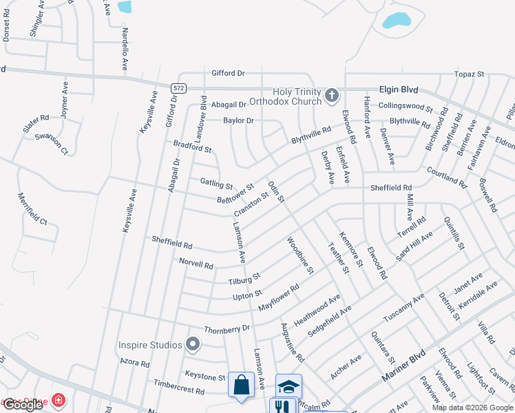 map of restaurants, bars, coffee shops, grocery stores, and more near 11050 Cranston St in Spring Hill