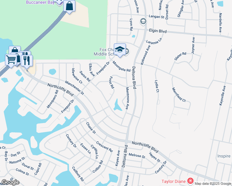 map of restaurants, bars, coffee shops, grocery stores, and more near 5264 Frost Road in Spring Hill