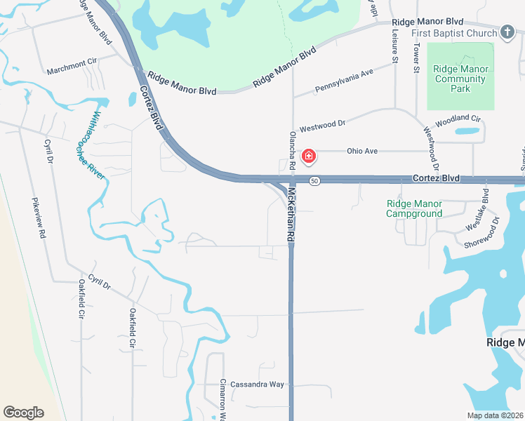 map of restaurants, bars, coffee shops, grocery stores, and more near 5129 Strickland Trail in Ridge Manor