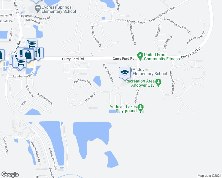 map of restaurants, bars, coffee shops, grocery stores, and more near 11047 Fairhaven Way in Orlando