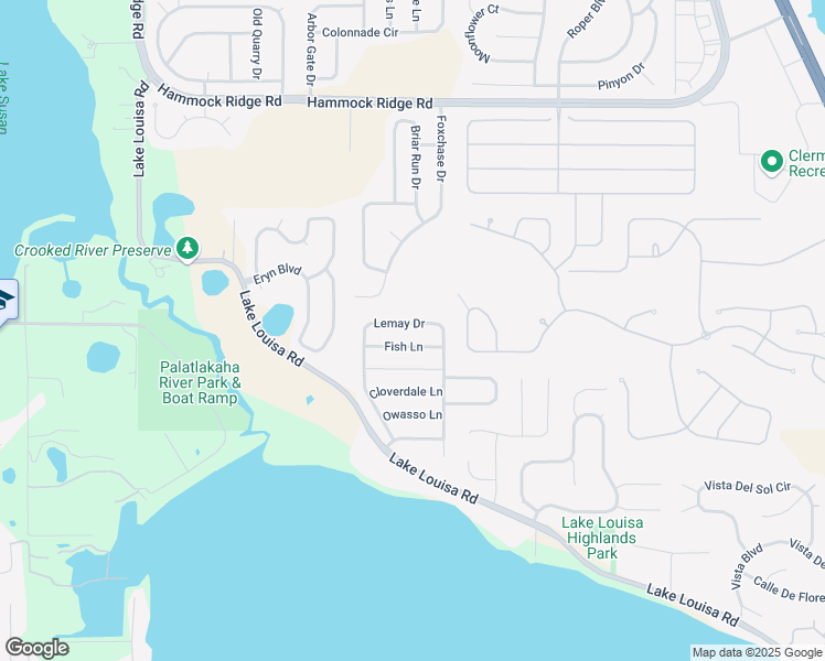map of restaurants, bars, coffee shops, grocery stores, and more near 11006 Lemay Drive in Clermont