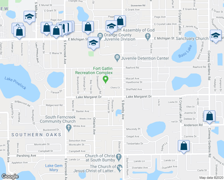 map of restaurants, bars, coffee shops, grocery stores, and more near 2133 Lake Margaret Drive in Orlando