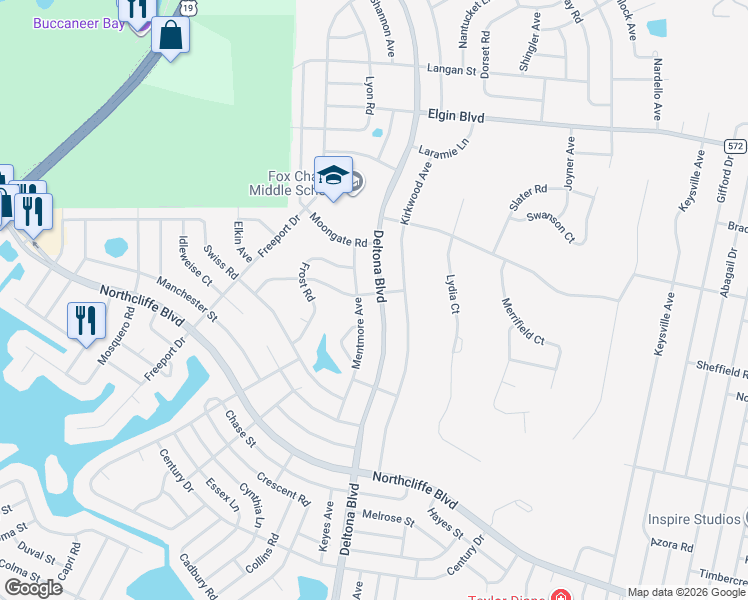 map of restaurants, bars, coffee shops, grocery stores, and more near 5219 Deltona Boulevard in Spring Hill