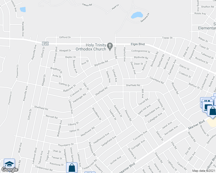 map of restaurants, bars, coffee shops, grocery stores, and more near 11196 Sheffield Road in Spring Hill