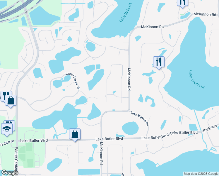 map of restaurants, bars, coffee shops, grocery stores, and more near 2236 Ridgewind Way in Windermere
