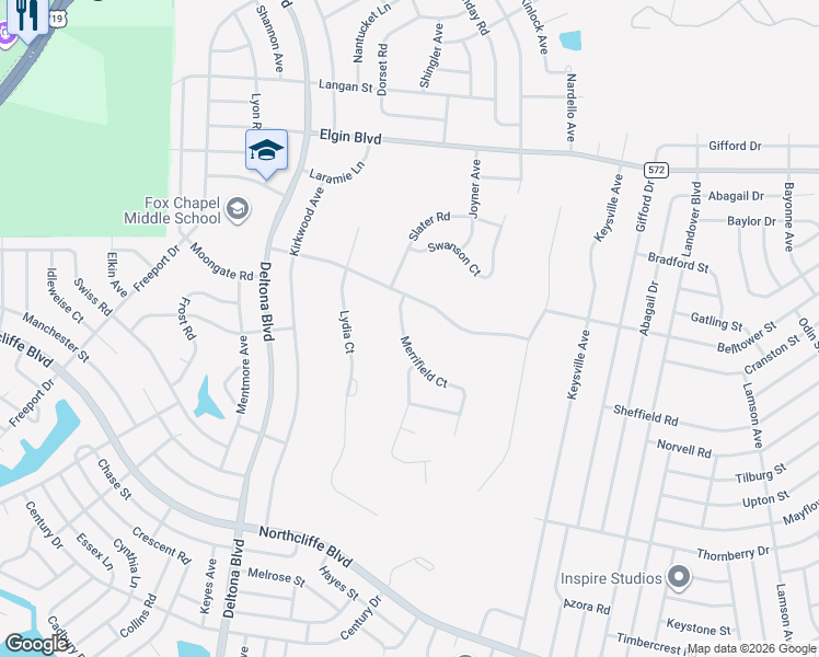 map of restaurants, bars, coffee shops, grocery stores, and more near 5281 Merrifield Court in Spring Hill
