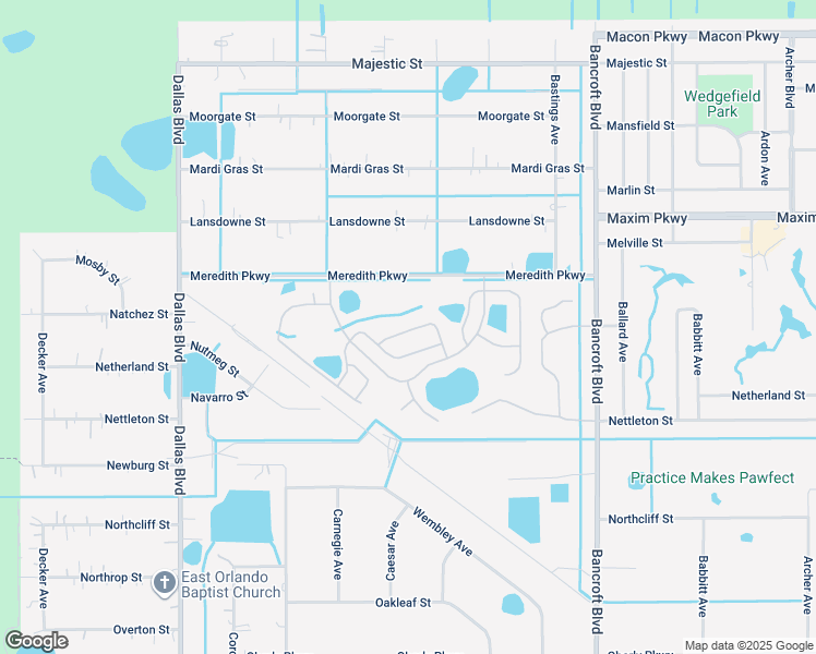 map of restaurants, bars, coffee shops, grocery stores, and more near 2757 Village Pine Terrace in Orlando