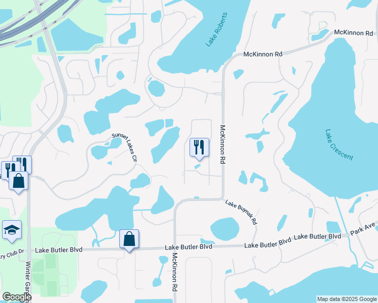 map of restaurants, bars, coffee shops, grocery stores, and more near 2236 Ridgewind Way in Windermere